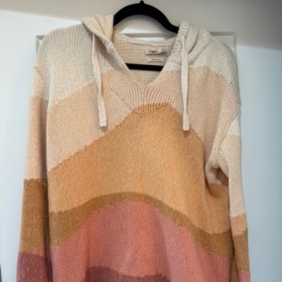 Faherty Sweaters - Faherty Knit Hoodie in Orange, Yellow, and Cream
